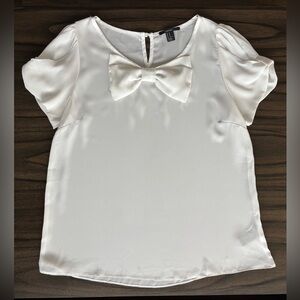 Forever 21 blouse top with bow details, white (size M)